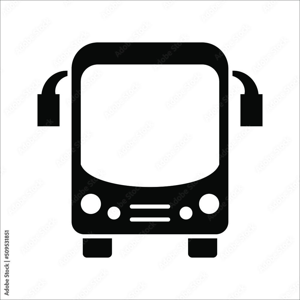 Bus icon symbol vector illustration of a school bus or public transport on white background. Bus icon symbol vector illustration of a school bus or public transport on white background.