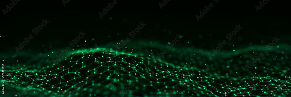 Technology green hexagon dynamic wave. Futuristic honeycomb concept. Digital technology webflow. Big data visualization. 3D rendering. Technology green hexagon dynamic wave. Futuristic honeycomb concept. Digital technology webflow. Big data visualization. 3D rendering.