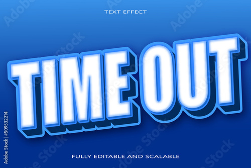 Time out editable Text effect 3 dimension emboss modern style
