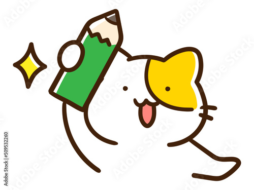 勉強にやる気を出すかわいいねこのデフォルメイラスト