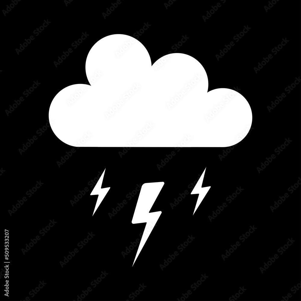 Flat icon of a running horoscope cloud with lightning on a black background. Vector illustration. Flat icon of a running horoscope cloud with lightning on a black background. Vector illustration.