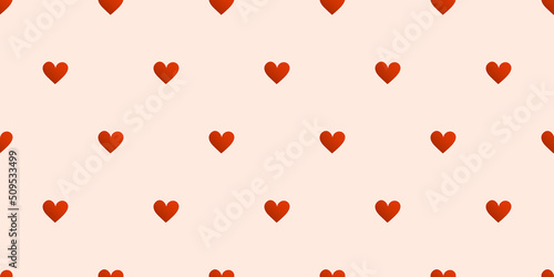 Seamless Scarce Red Hearts Pattern - Minimalist Repetitive Texture on Pink Background, Design Element, Template in Editable Vector Format
