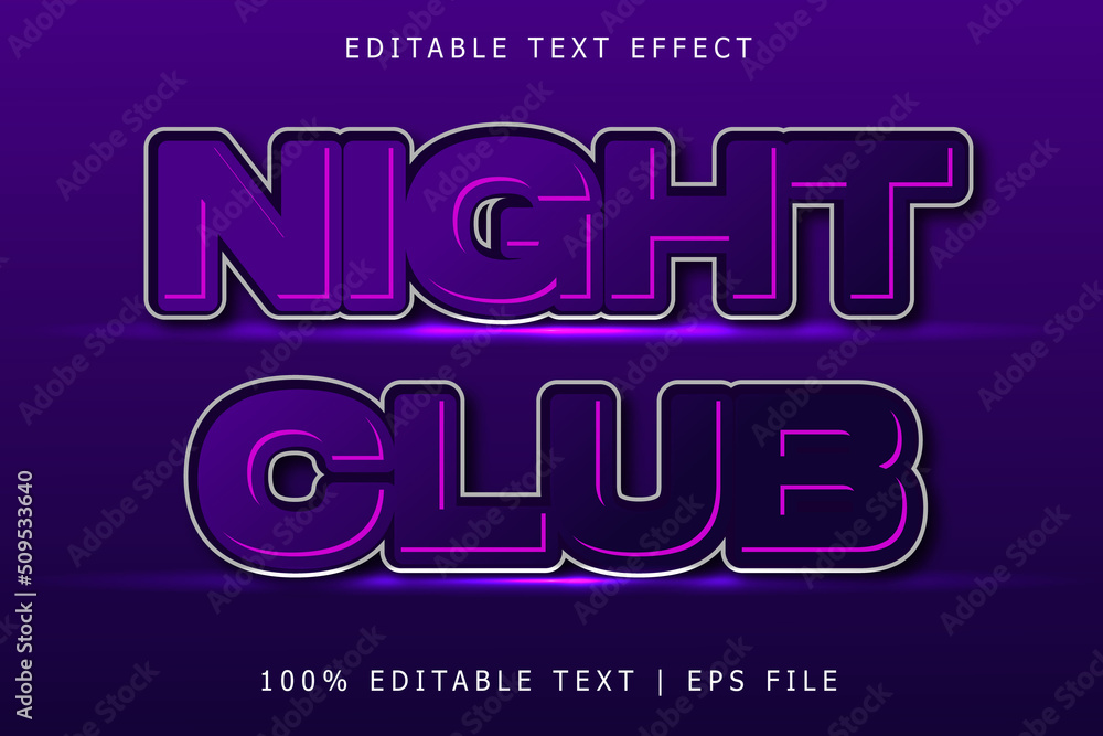 Night club editable Text effect 3 Dimension emboss modern style