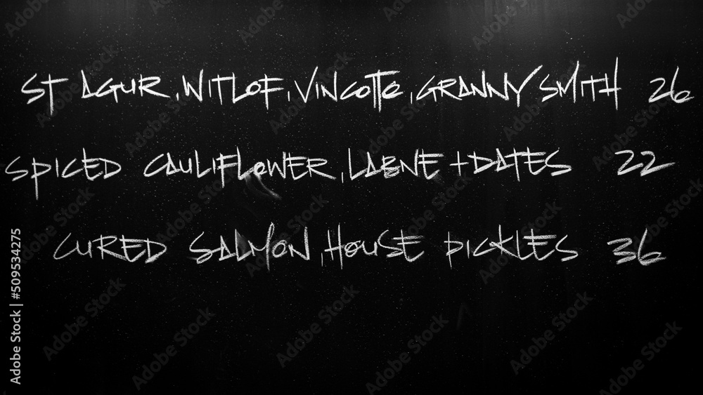 Fototapeta premium Restaurant food menu on chalk board