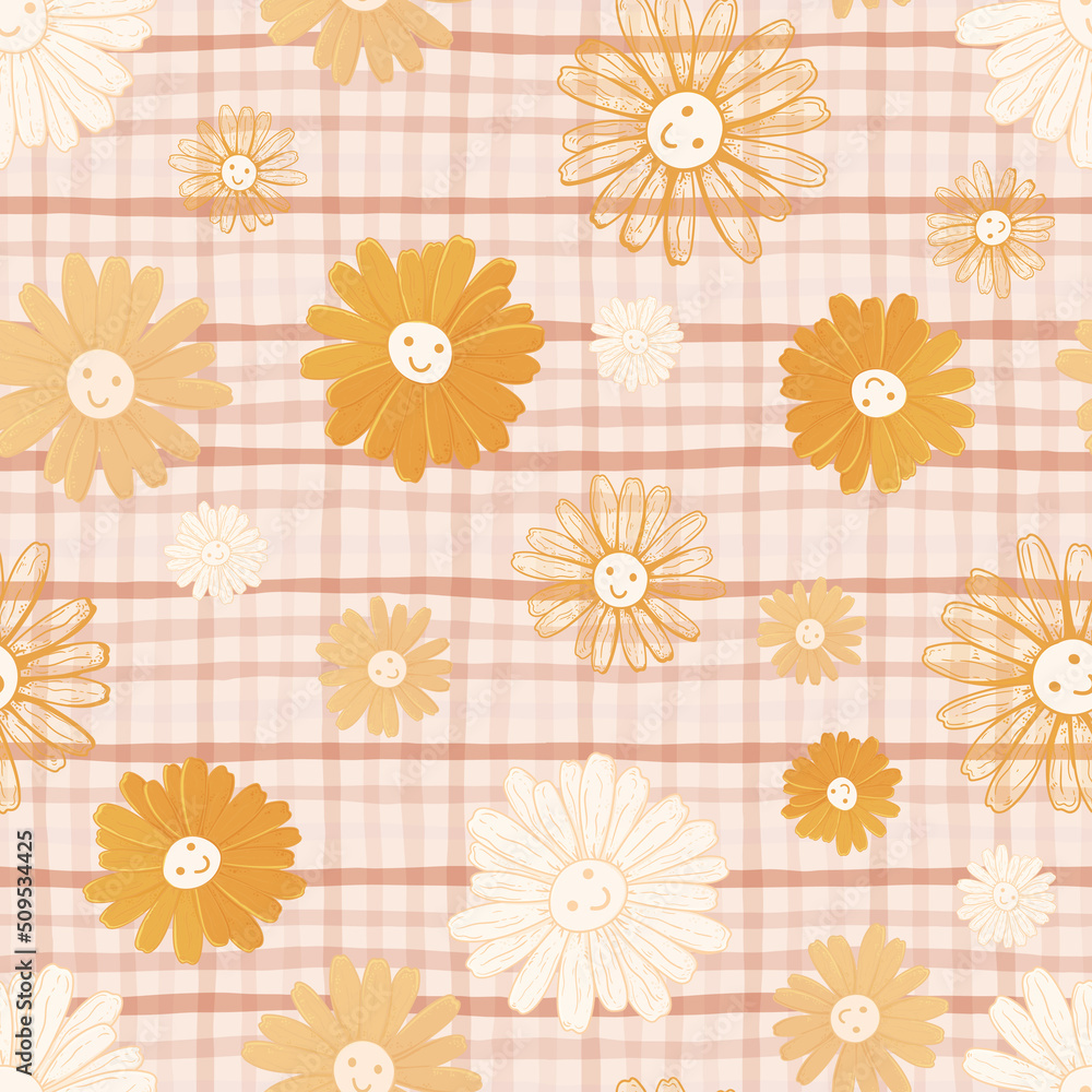 Cute retro style - smiley face, happy face print pattern, seamless repeat, repeat pattern file Cute retro style - smiley face, happy face print pattern, seamless repeat, repeat pattern file