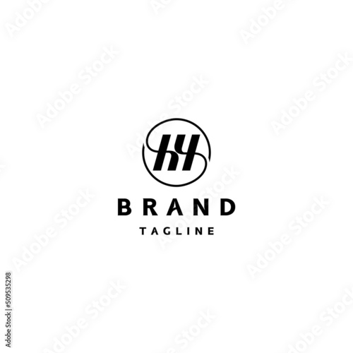 Two Letter h Inside a Circle Line. Two letter H's are perfectly opposite to form a circle from the center line.