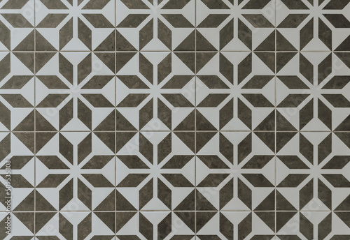 Abstract texture background with geometric traditional pattern. Ceramic decorative tile for kitchen or bathroom.