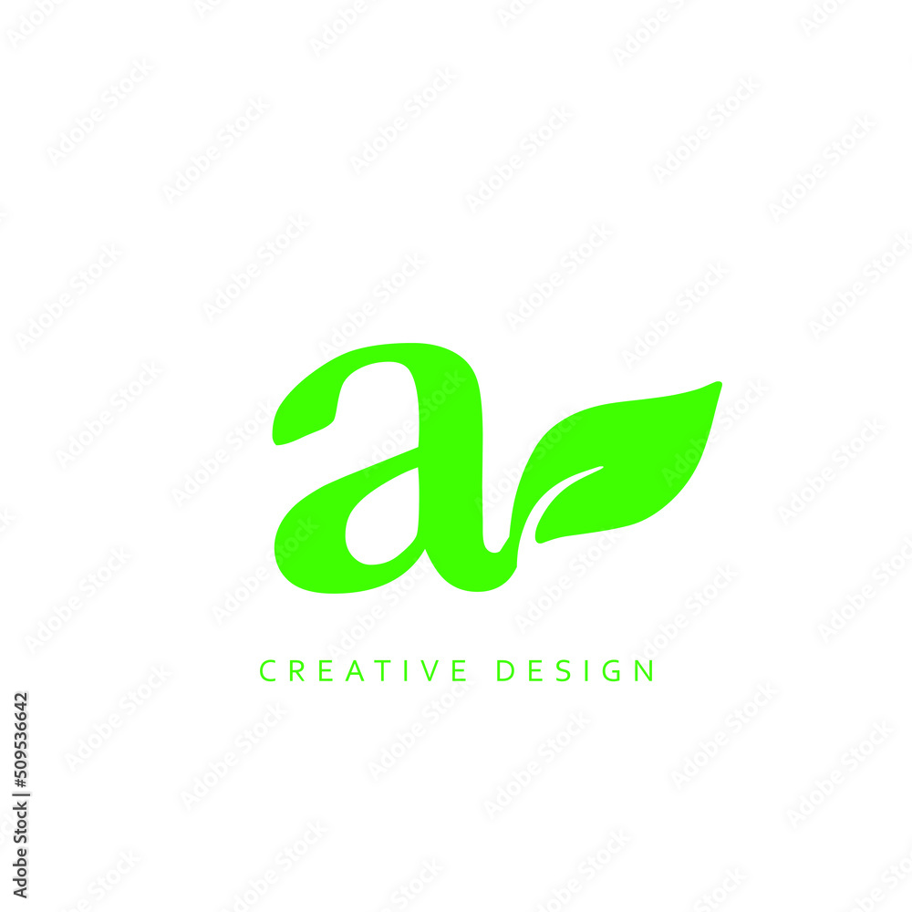 Creative Letter A Leaf Logo Design, Letter A Botanical Logo, Leaf Attached with Alphabet A Creative Letter A Leaf Logo Design, Letter A Botanical Logo, Leaf Attached with Alphabet A