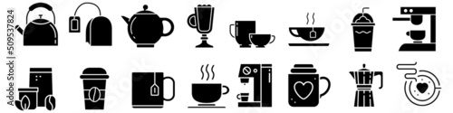Hot drinks vector icon set Fototapet