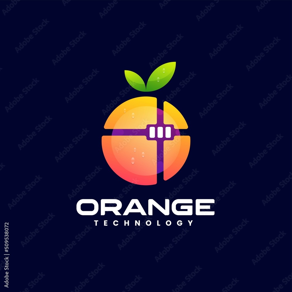 Fototapeta premium Vector Logo Illustration Orange Gradient Colorful Style.