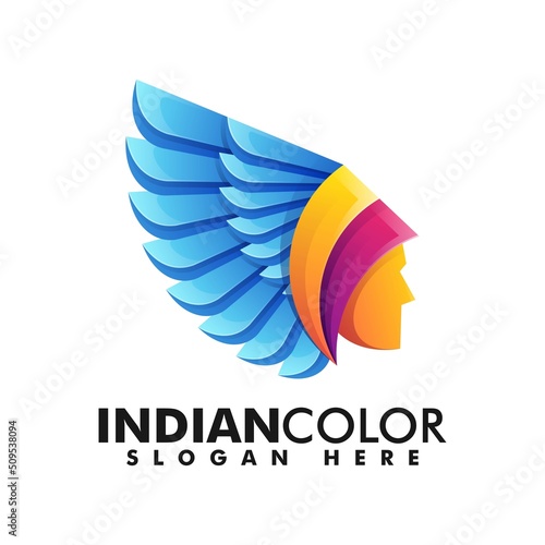 Vector Logo Illustration Bird Bot Gradient Colorful Style.