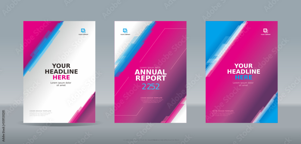 Modern abstract random transparent bar magenta cyan white color cover template for annual report