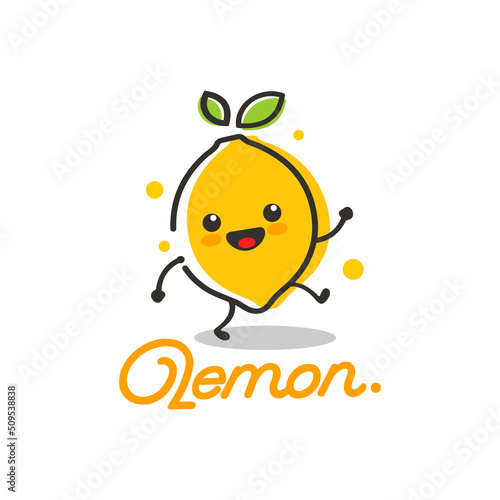 cute lemon fruit mascot character illustration logo icon vector