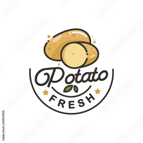 vintage logo potato vector template illustration