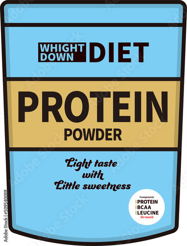 Light blue package of diet protein
