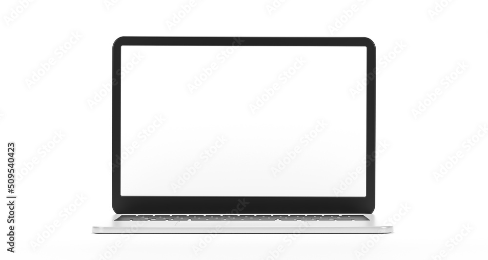Laptops mockup with blank white screen for your design isolate on white background. 3d render illustration Laptops mockup with blank white screen for your design isolate on white background. 3d render illustration