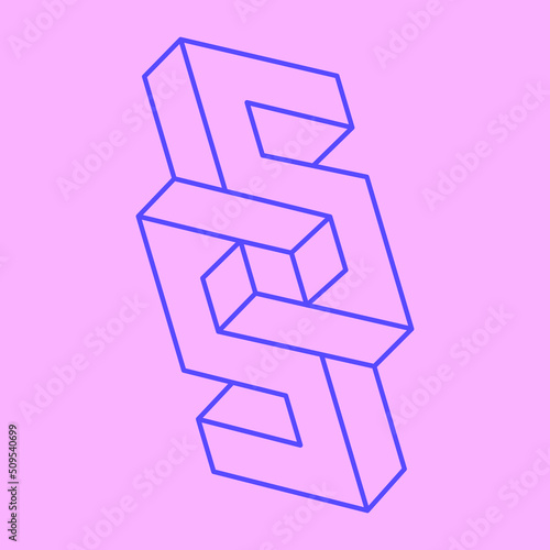 Optical illusion shapes, unreal geometric object vector. Optical art Logo. Impossible figure. Sacred geometry.  photo