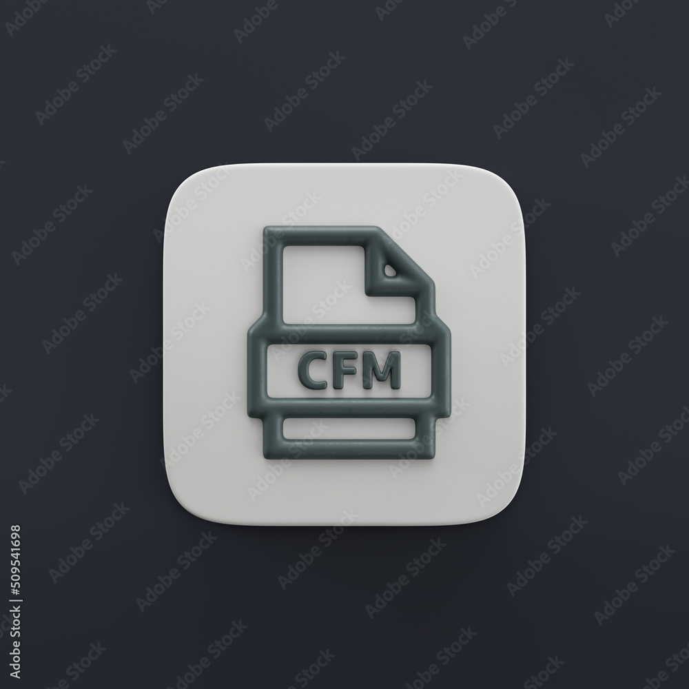 Cfm File Extension cfm file 3d icon, outilne file type icon in grey color on a button ...