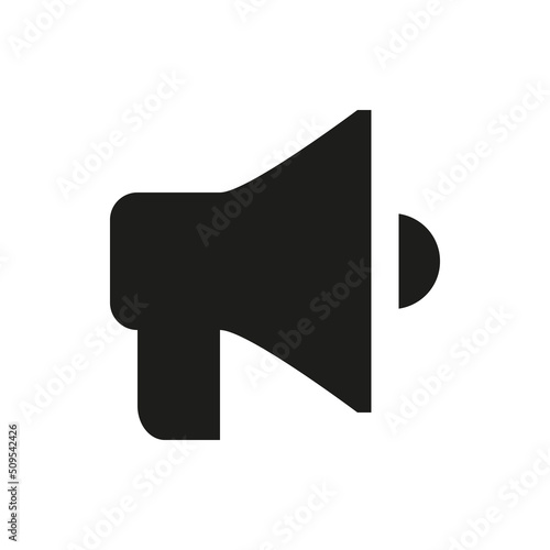 Bullhorn solid icon. Megaphone, loudspeaker, mouthpiece glyph vector symbol.