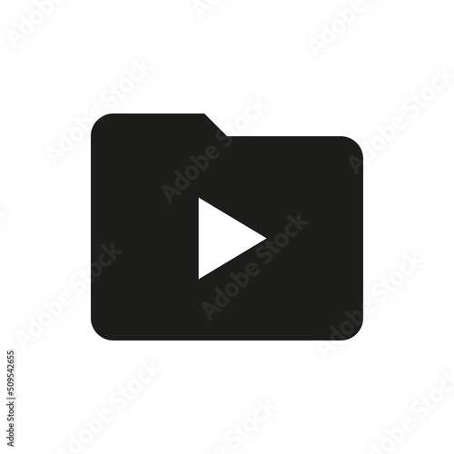 Free Download Video folder solid icon. File folder with play button glyph vector symbol. - GFXLoad