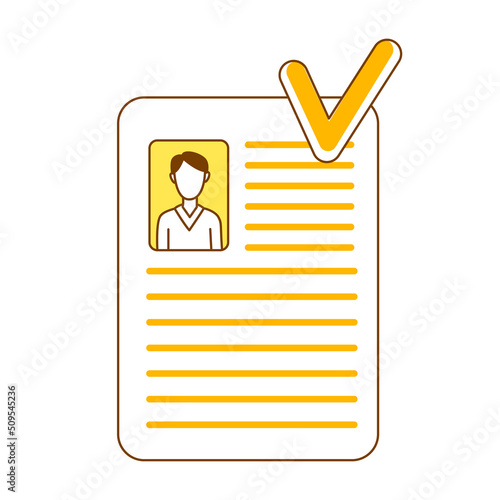 Approve application semi flat color vector object. Full sized item on white. Resume for job. Accept candidate simple cartoon style illustration for web graphic design and animation