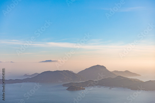 Beautiful sunset of the ocean and landscape of the southern Hong Kong