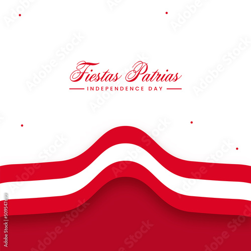 Fiestas Patrias Independence Day Concept With Peru Flag Ribbon On White And Red Background.