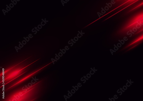 Abstract red speed neon light effect on black background vector illustration.