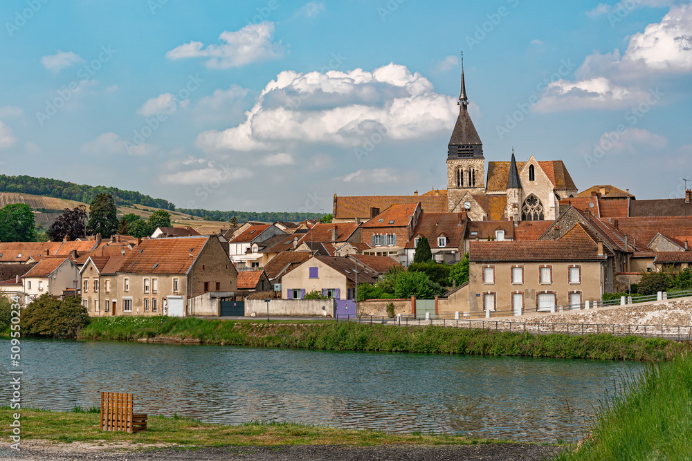 Beautiful little french village on the banks of river Marne in the Champagne region.