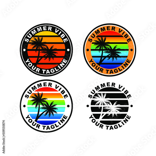 set of summer vibe logo design