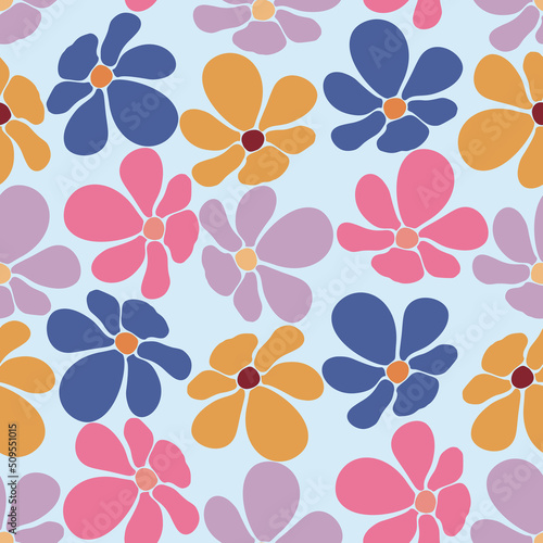 abstract trendy 70 s floral seamless pattern