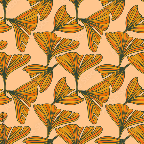 Retro Hand Drawn Flowers, Floral Seamless Pattern Background