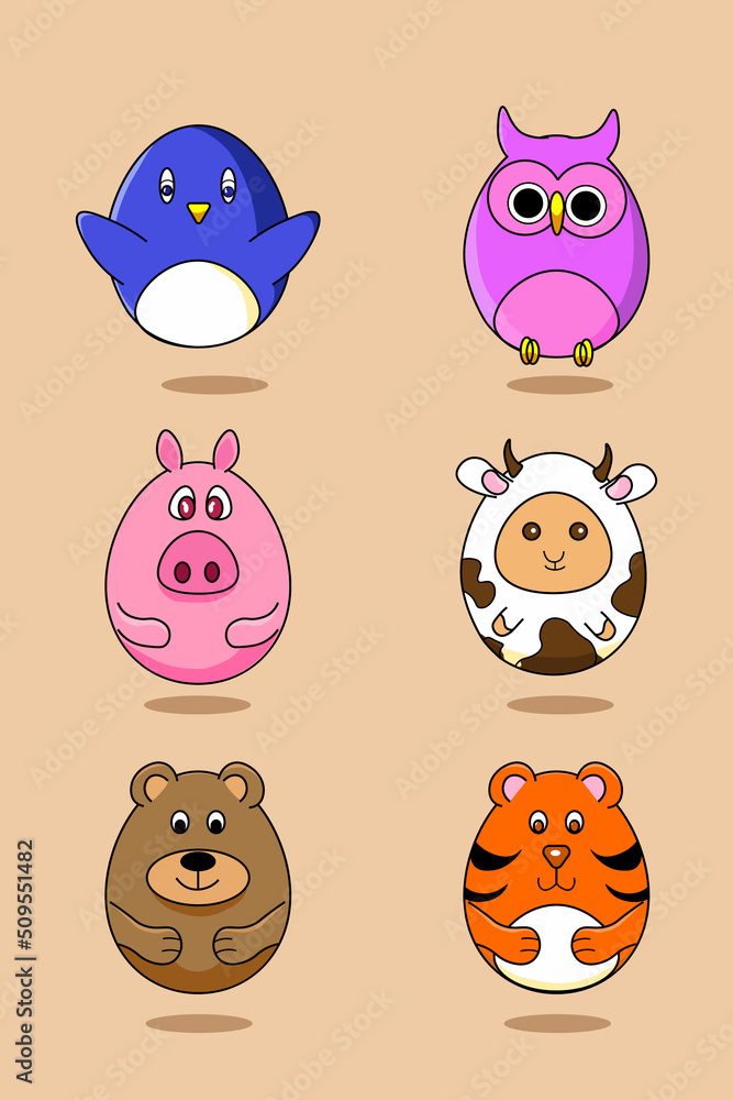 Design Bundle of Character Animal Cartoon Design Bundle of Character Animal Cartoon