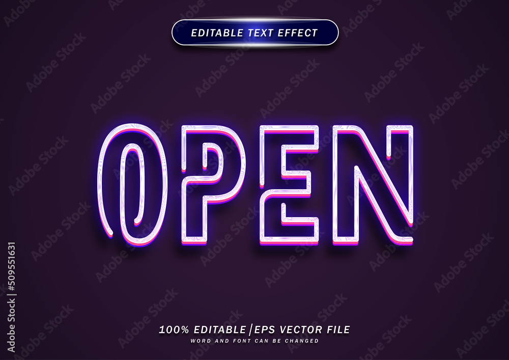 Open neon text editable effect