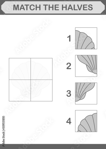 Match halves of Seashell. Worksheet for kids