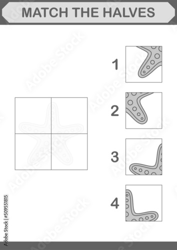 Match halves of Starfish. Worksheet for kids