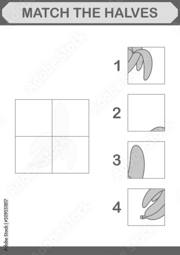 Match halves of Banana. Worksheet for kids