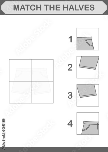 Match halves of Shorts. Worksheet for kids