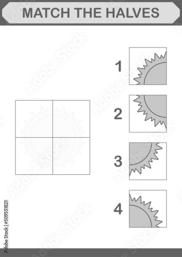 Match halves of Sun. Worksheet for kids