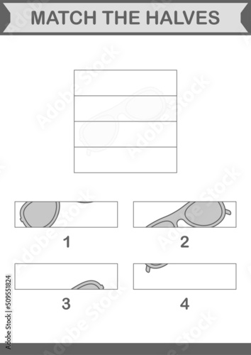 Match halves of Glasses. Worksheet for kids