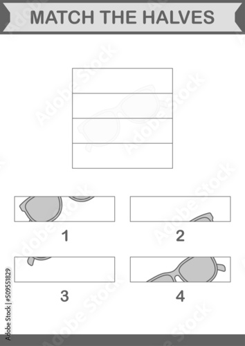 Match halves of Glasses. Worksheet for kids