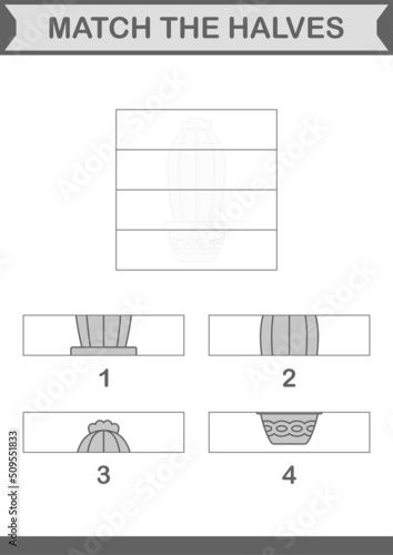 Match halves of Cactus. Worksheet for kids