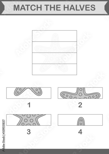 Match halves of Starfish. Worksheet for kids