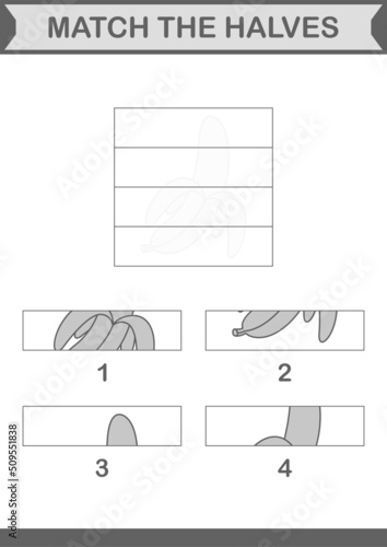 Match halves of Banana. Worksheet for kids