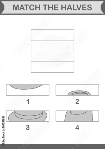 Match halves of Fedora Hat. Worksheet for kids