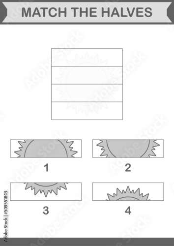 Match halves of Sun. Worksheet for kids