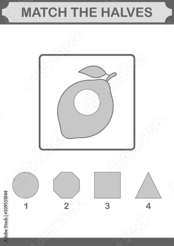 Match halves of Lemon. Worksheet for kids