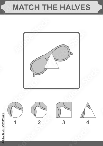 Match halves of Glasses. Worksheet for kids