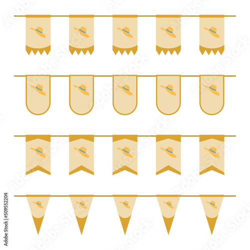 Set of colored Flags with Women Hat