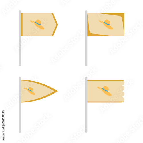 Set of colored Flags with Women Hat
